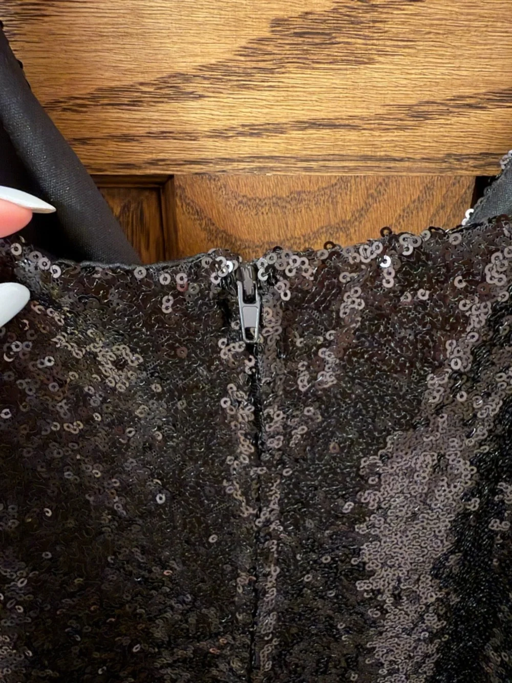 B. Smart Black Sequin Mini Dress with Spaghetti Straps NWOT - Picture 6 of 7